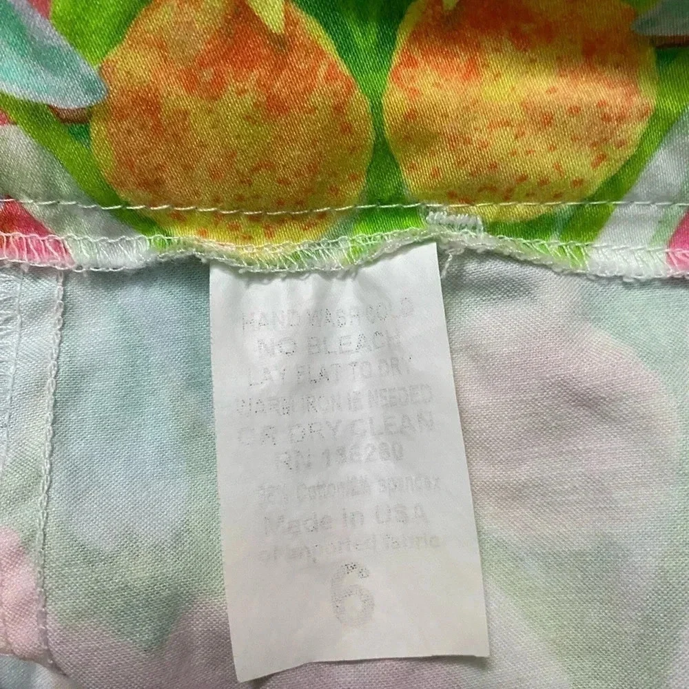 Kaeli Smith Tropical Colorful Floral Pink Green Printed Shorts Pockets Size 6